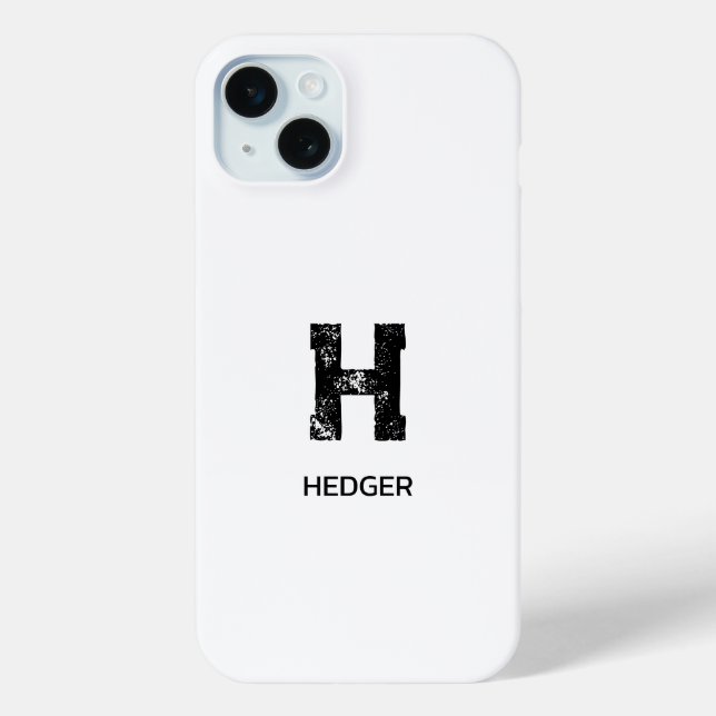 MINIMALIST BLACK ONE LETTER MONOGRAM NAME WHITE Case-Mate iPhone CASE (Back)
