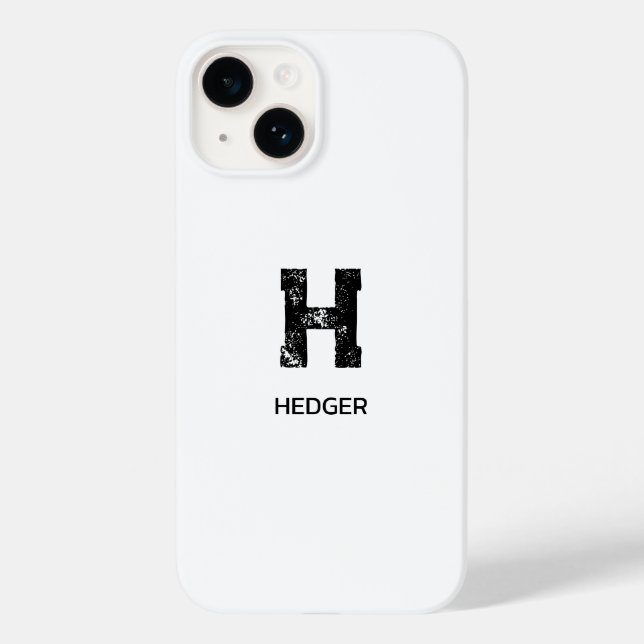MINIMALIST BLACK ONE LETTER MONOGRAM NAME WHITE Case-Mate iPhone CASE (Back)