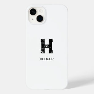 MINIMALIST BLACK ONE LETTER MONOGRAM NAME WHITE Case-Mate iPhone 14 PLUS CASE