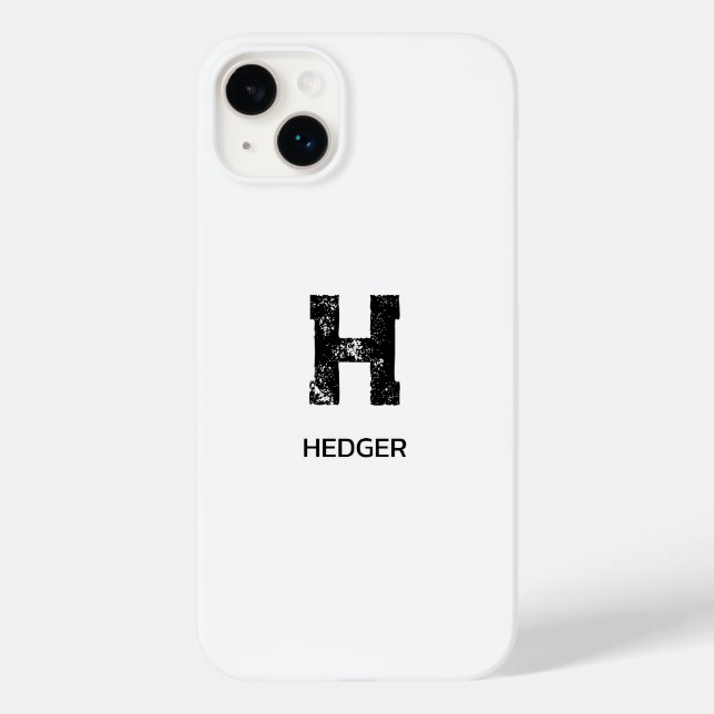 MINIMALIST BLACK ONE LETTER MONOGRAM NAME WHITE Case-Mate iPhone CASE (Back)