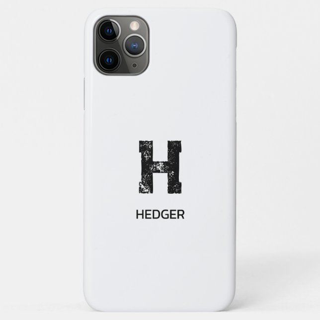 MINIMALIST BLACK ONE LETTER MONOGRAM NAME WHITE Case-Mate iPhone CASE (Back)