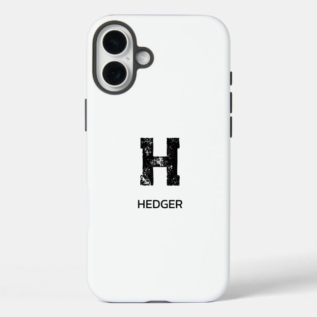 MINIMALIST BLACK ONE LETTER MONOGRAM NAME WHITE Case-Mate iPhone CASE (Back)