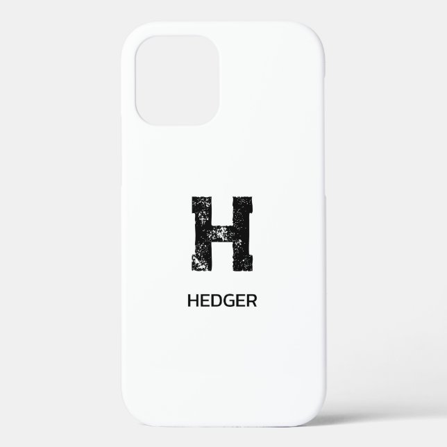 MINIMALIST BLACK ONE LETTER MONOGRAM NAME WHITE Case-Mate iPhone CASE (Back)