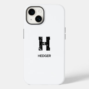 MINIMALIST BLACK ONE LETTER MONOGRAM NAME WHITE Case-Mate iPhone 14 CASE