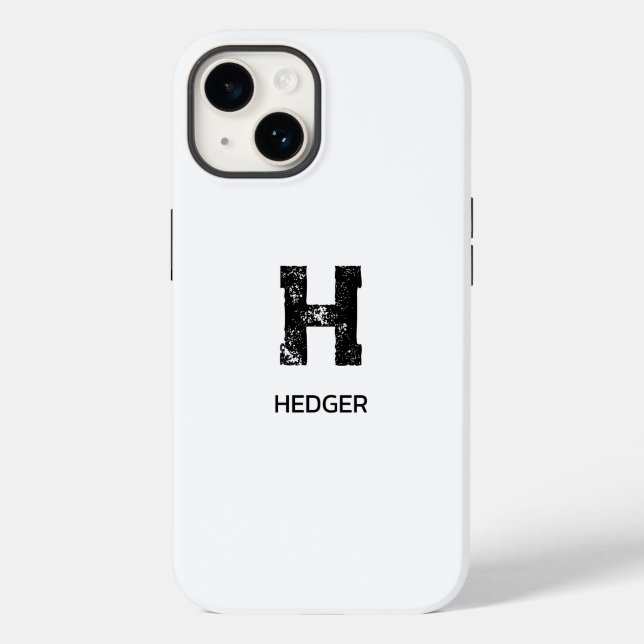 MINIMALIST BLACK ONE LETTER MONOGRAM NAME WHITE Case-Mate iPhone CASE (Back)