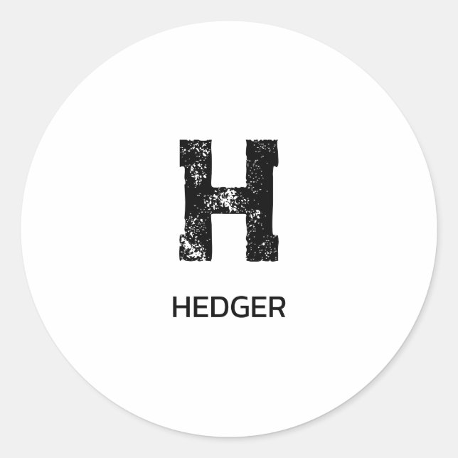 MINIMALIST BLACK ONE LETTER MONOGRAM NAME WHITE CLASSIC ROUND STICKER (Front)