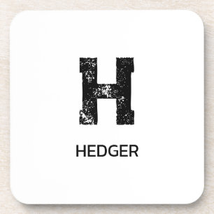 MINIMALIST BLACK ONE LETTER MONOGRAM NAME WHITE COASTER