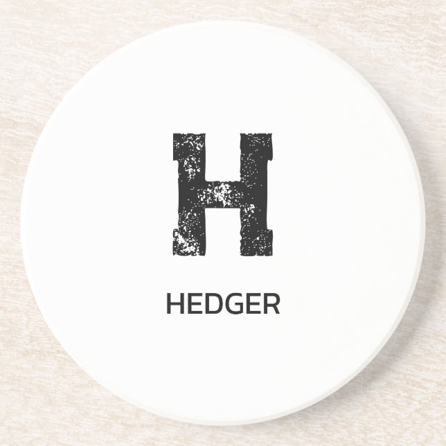 MINIMALIST BLACK ONE LETTER MONOGRAM NAME WHITE COASTER (Front)