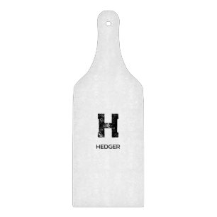 MINIMALIST BLACK ONE LETTER MONOGRAM NAME WHITE CUTTING BOARD