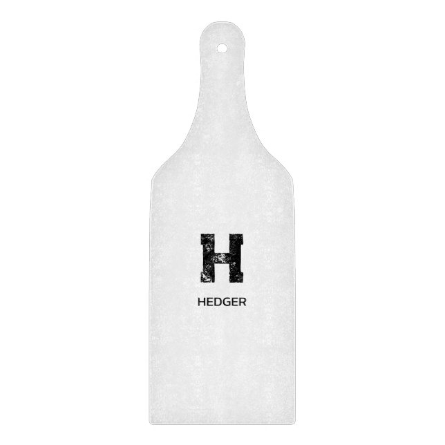 MINIMALIST BLACK ONE LETTER MONOGRAM NAME WHITE CUTTING BOARD (Front)