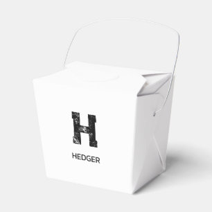 MINIMALIST BLACK ONE LETTER MONOGRAM NAME WHITE FAVOUR BOX