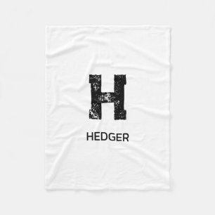 MINIMALIST BLACK ONE LETTER MONOGRAM NAME WHITE FLEECE BLANKET