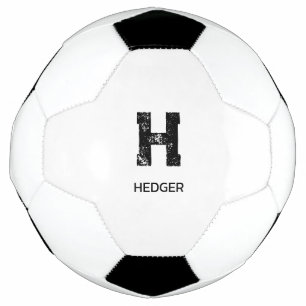 MINIMALIST BLACK ONE LETTER MONOGRAM NAME WHITE FOOTBALL