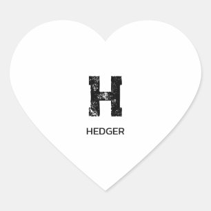 MINIMALIST BLACK ONE LETTER MONOGRAM NAME WHITE HEART STICKER