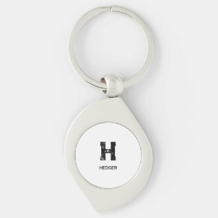 MINIMALIST BLACK ONE LETTER MONOGRAM NAME WHITE KEY RING