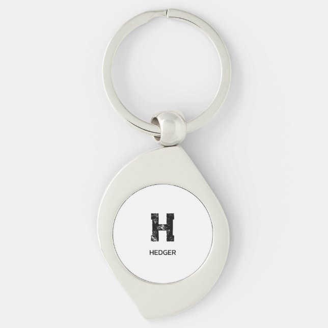 MINIMALIST BLACK ONE LETTER MONOGRAM NAME WHITE KEY RING (Front)