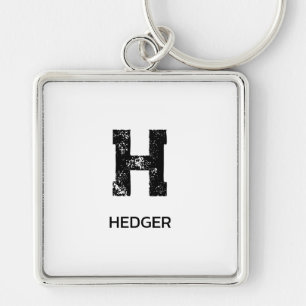 MINIMALIST BLACK ONE LETTER MONOGRAM NAME WHITE KEY RING