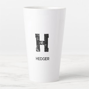 MINIMALIST BLACK ONE LETTER MONOGRAM NAME WHITE LATTE MUG