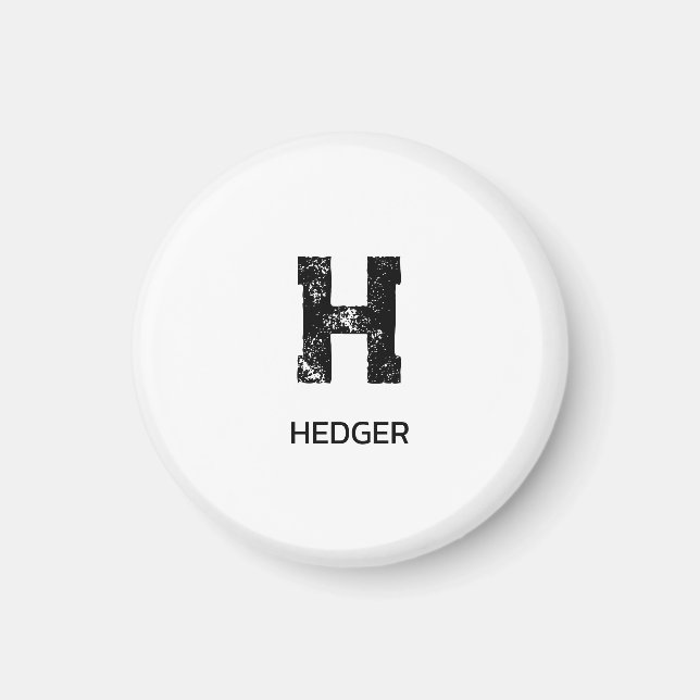 MINIMALIST BLACK ONE LETTER MONOGRAM NAME WHITE MAGNET (Front)