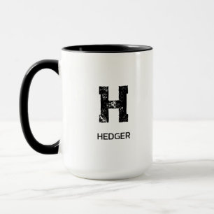 MINIMALIST BLACK ONE LETTER MONOGRAM NAME WHITE MUG