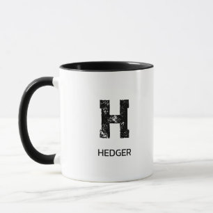 MINIMALIST BLACK ONE LETTER MONOGRAM NAME WHITE MUG