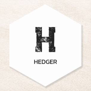 MINIMALIST BLACK ONE LETTER MONOGRAM NAME WHITE PAPER COASTER