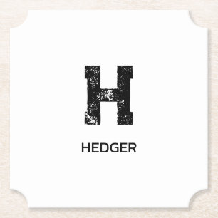 MINIMALIST BLACK ONE LETTER MONOGRAM NAME WHITE PAPER COASTER