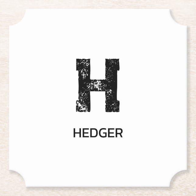 MINIMALIST BLACK ONE LETTER MONOGRAM NAME WHITE PAPER COASTER (Front)