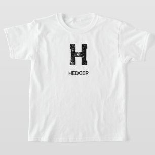 MINIMALIST BLACK ONE LETTER MONOGRAM NAME WHITE T-Shirt