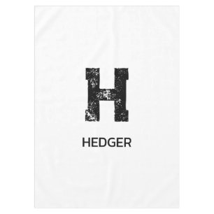 MINIMALIST BLACK ONE LETTER MONOGRAM NAME WHITE TABLECLOTH