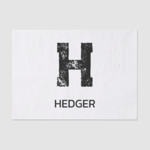 MINIMALIST BLACK ONE LETTER MONOGRAM NAME WHITE TISSUE PAPER