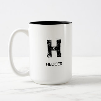 MINIMALIST BLACK ONE LETTER MONOGRAM NAME WHITE Two-Tone COFFEE MUG