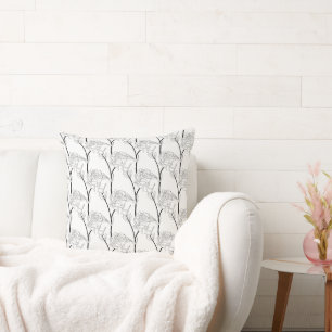 Minimalist Black Patterns on White Background Cushion