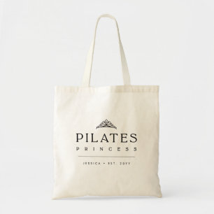Minimalist Black Personalized Pilates Princess Tote Bag