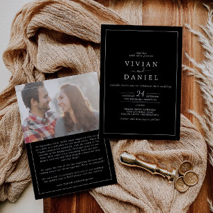 Minimalist   Black Photo Proposal Story Wedding Invitation