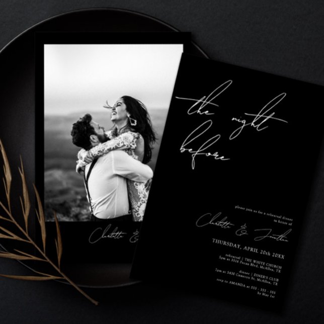 Minimalist Black Photo Rehearsal Dinner Invitation (Creator Uploaded)