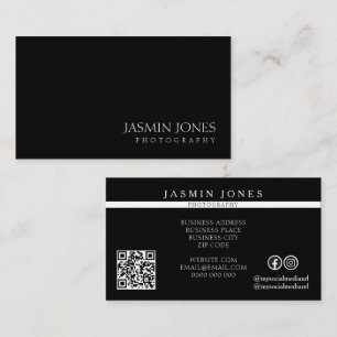 Minimalist Black Photography QR Code Business Card
