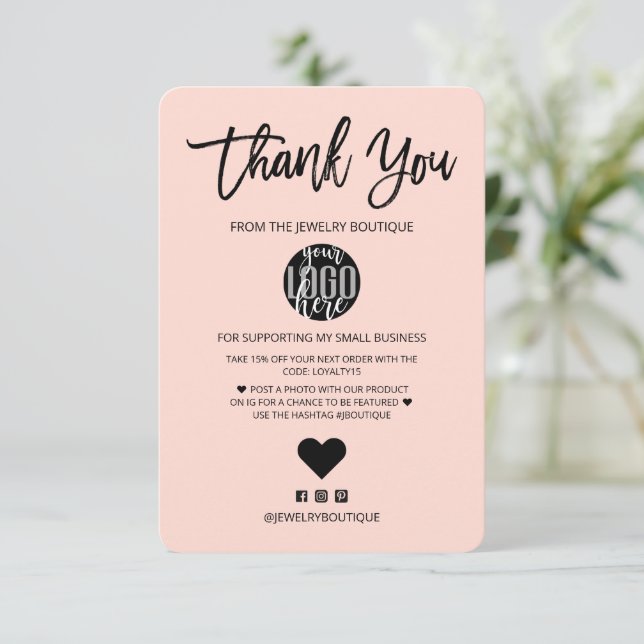 Minimalist Black Pink Logo Customer Thank You (Standing Front)