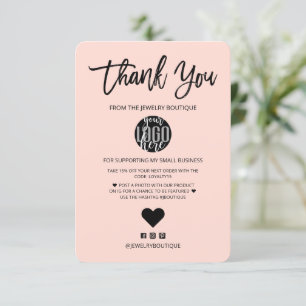 Minimalist Black Pink Logo Customer Thank You