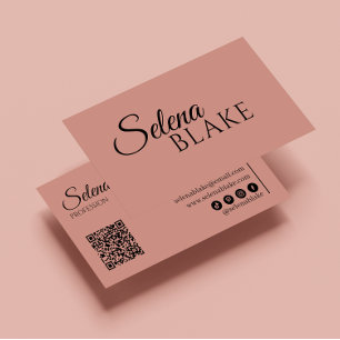 Minimalist Black & Pink Modern QR Code Business Card