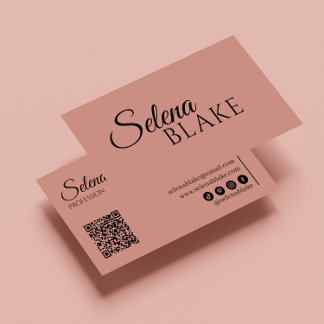 Minimalist Black & Pink | Modern QR Code  Business Card