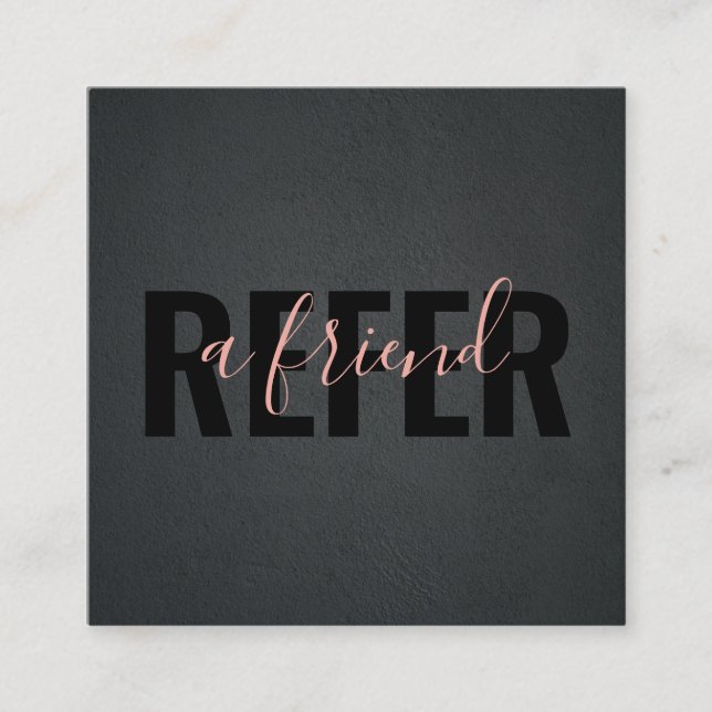 Minimalist Black Pink Refer a Friend Referral Card (Front)