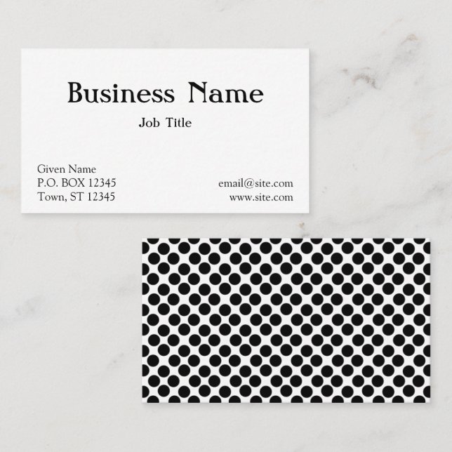 Minimalist Black Polka Dot Business Card (Front/Back)