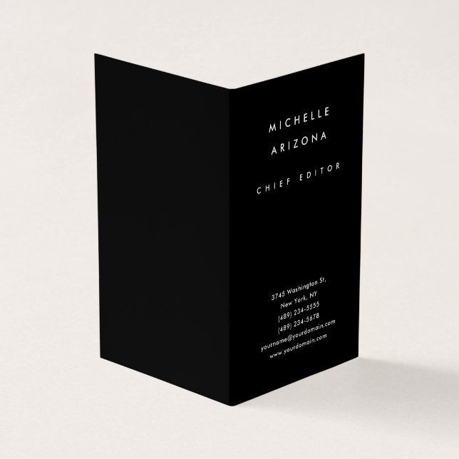 Minimalist Black Professional Modern Business Card (Outside)