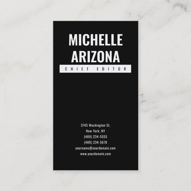 Minimalist Black Professional Modern Business Card (Front)