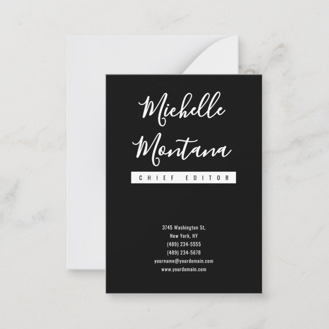 Minimalist Black Professional Modern Card (Front)