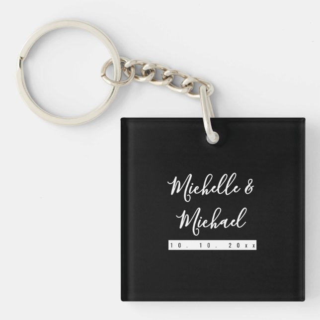 Minimalist Black Professional Modern Key Ring (Front)