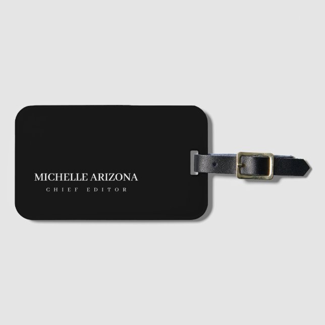 Minimalist Black Professional Modern Luggage Tag (Front Horizontal)
