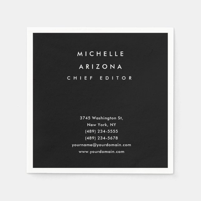 Minimalist Black Professional Modern Napkin (Front)