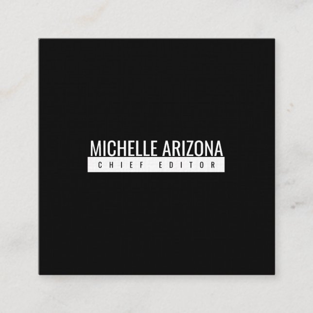 Minimalist Black Professional Modern Square Business Card (Front)